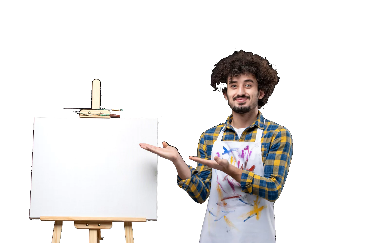 front-view-young-male-painter-with-easel-drawing-black-table-65b42f7bb9074